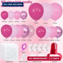 153PCS Pink Balloon Arch Garland Kit Hot Pink Birthday Baby Shower Decorations