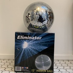 Eliminator 12-inch Disco Mirror Ball with Hanging & Motor Ring DJ Club Lighting