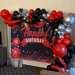 Red, Black & Silver Balloon Arch Kit – 201 Pcs for Birthday & Anniversary Decor