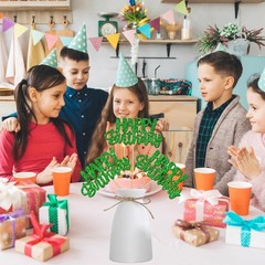 Happy Birthday Centerpiece Sticks Green Glitter Table Toppers Sign 12 PCS