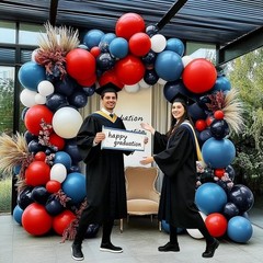 Navy Blue Red White Balloon Arch, Double Royal Blue Red White Sand Balloon Ga…