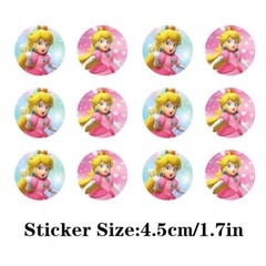 12PCS Princess Peach Toadstool Gift Bag Candy Bag Stickers Kids Party Decoration