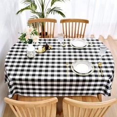 Wolkemer Farmhouse Oval Checkered Tablecloth 60×120″ Black White Gingham