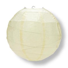 Quasimoon 20″ Ivory Round Paper Lantern, Crisscross Ribbing, Hanging Decorati…