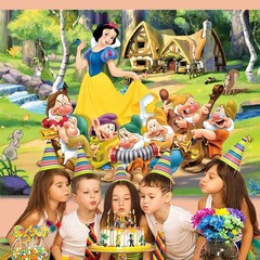 Princess Backdrop, 7×5 FT Banner & Background for Girls’ Birthday Party Theme…