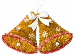 Large Twin Bells Front Door Hanging Tinsel Christmas Wall Decorations Santa Gift