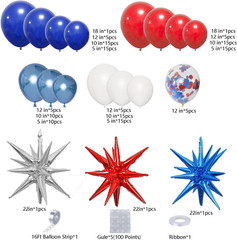 Red White Blue Balloon Garland Arch Kit for 4Th of July Independence Day Veteran