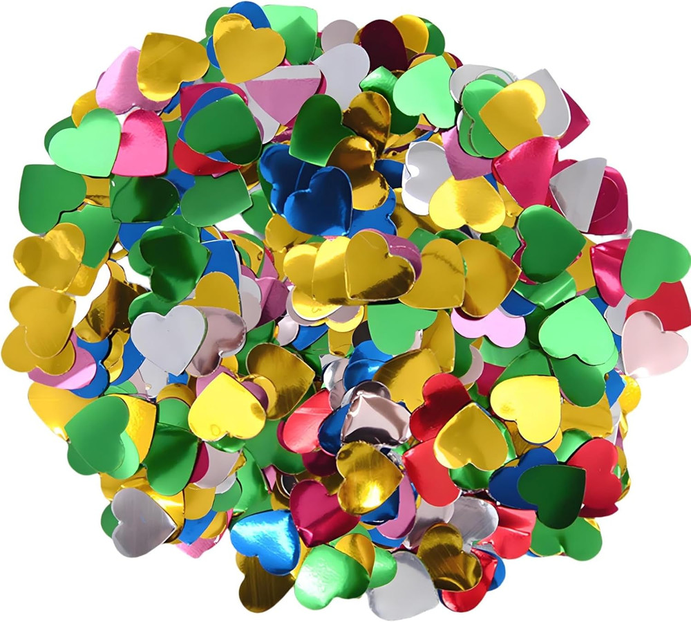 Metallic Rainbow Heart Confetti (0.59 Inch) – 2.12 Oz Foil Heart Decorations for