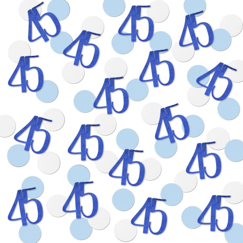 200 PCS Blue Glitter 45 Confetti 45th Birthday Anniversary Table Supplies