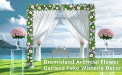 2PCS Artificial Flower Garlands 6FT Fake Silk Rose Vine Hanging Rose Ivy Vines