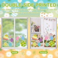 Happy Easter Egg Window Clings 6 Sheets, Green Pink Large Size, Multicolor