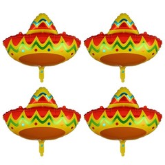 4 Pcs Fiesta Sombrero Balloon Mexican Cinco De Mayo Theme Foil Mylar Balloons…