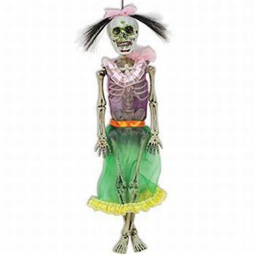 Day of the Dead Female 16 Inch Skeleton Day of the Dead Fabric Plastic Decor