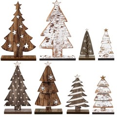 8 Pcs Wooden Christmas Trees Tabletop Decor Rustic Christmas Decor Wooden Tre…