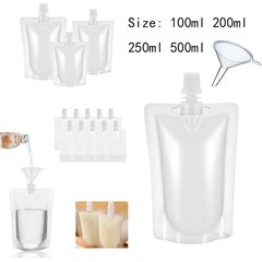 10pcs Clear Plastic Spouted Liquid Drink Bag Stand Up Pouch 100ml-500ml freeship