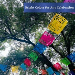 Mexican Party Banners (5 Pack with 10 Plastic Flags per Banner) – Papel Picad…