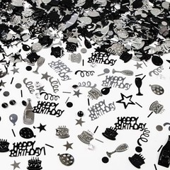 Happy Birthday Confetti, 1.6 oz Black Silver Black Silver Birthday Confetti