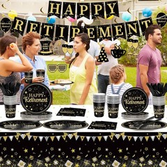 Black Gold Retirement Decorations Kit 184pcs