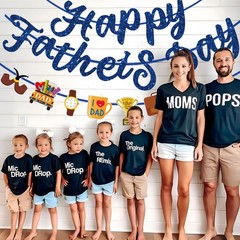 Happy Fathers Day Banner Blue Glitter Fathers Day Decorations For Party Home