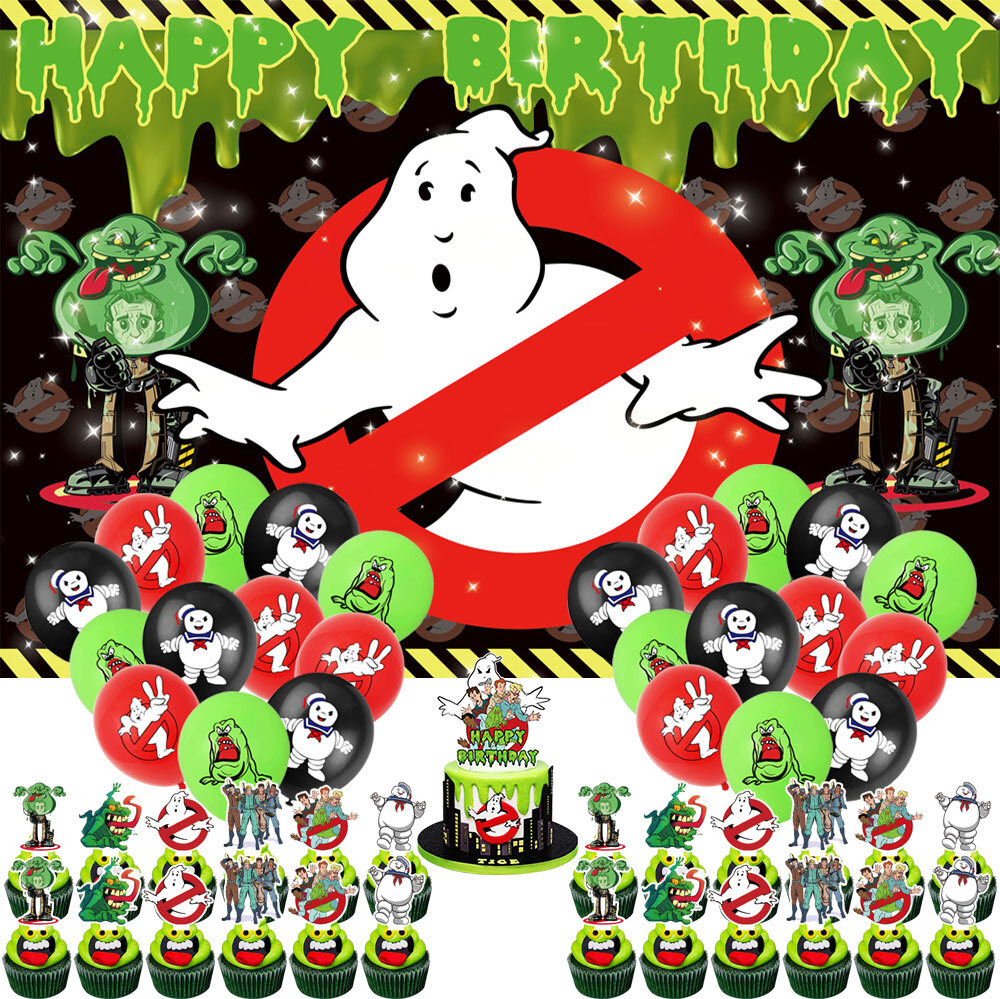 Ghostbusters Birthday Party Supplies Set Plates Balloons Cake Toppers Banner