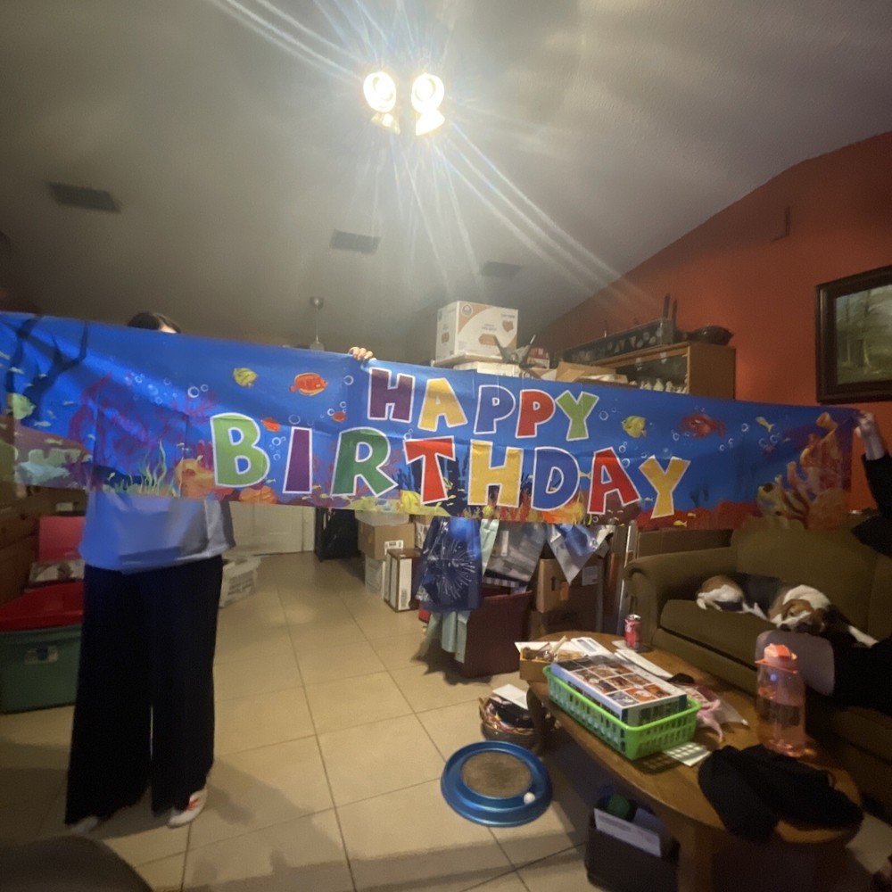 Ocean theme happy birthday banner Cloth NEW 10’ X 20”