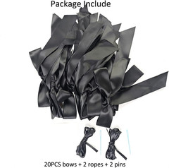 Black Bow Hanging Garlands, Satin Ribbon Bowtie Banners, 2pcs Bow Knot Party Han