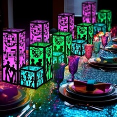 12 Pcs Disco Centerpieces – 70s Disco Ball, Dancer & Lantern Boxes for Party Dec