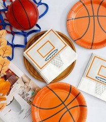 Chic Basketball Paper Plates & Napkins – 48-Piece Party Supplies for Birthdays