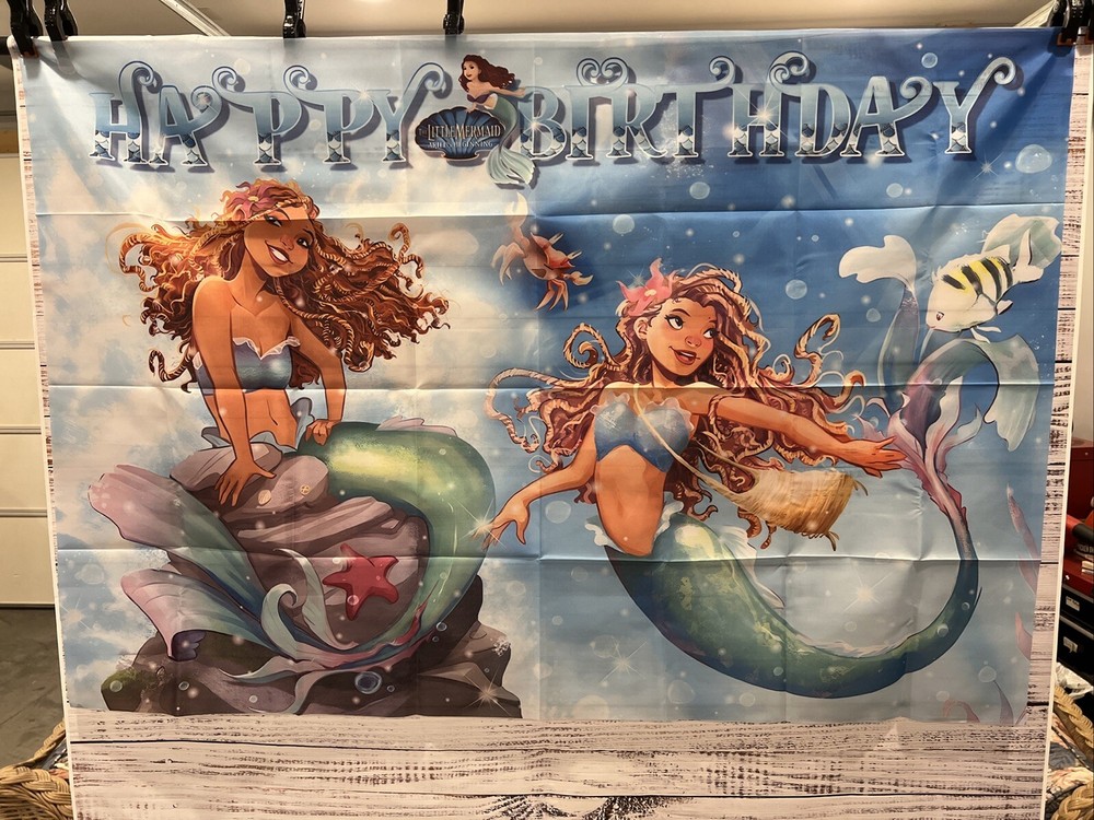 Little Mermaid Ariel’s Beginning Princess Girls Birthday Party Background Banner