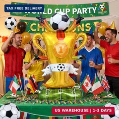 World Cup Trophy Balloon Set – 3 Piece, Featuring Foil Balloons Shaped Like a Fo