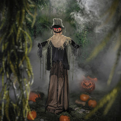 5 Ft. 10 3/4″ Animated Rising Scarecrow Halloween Decoration – ATC