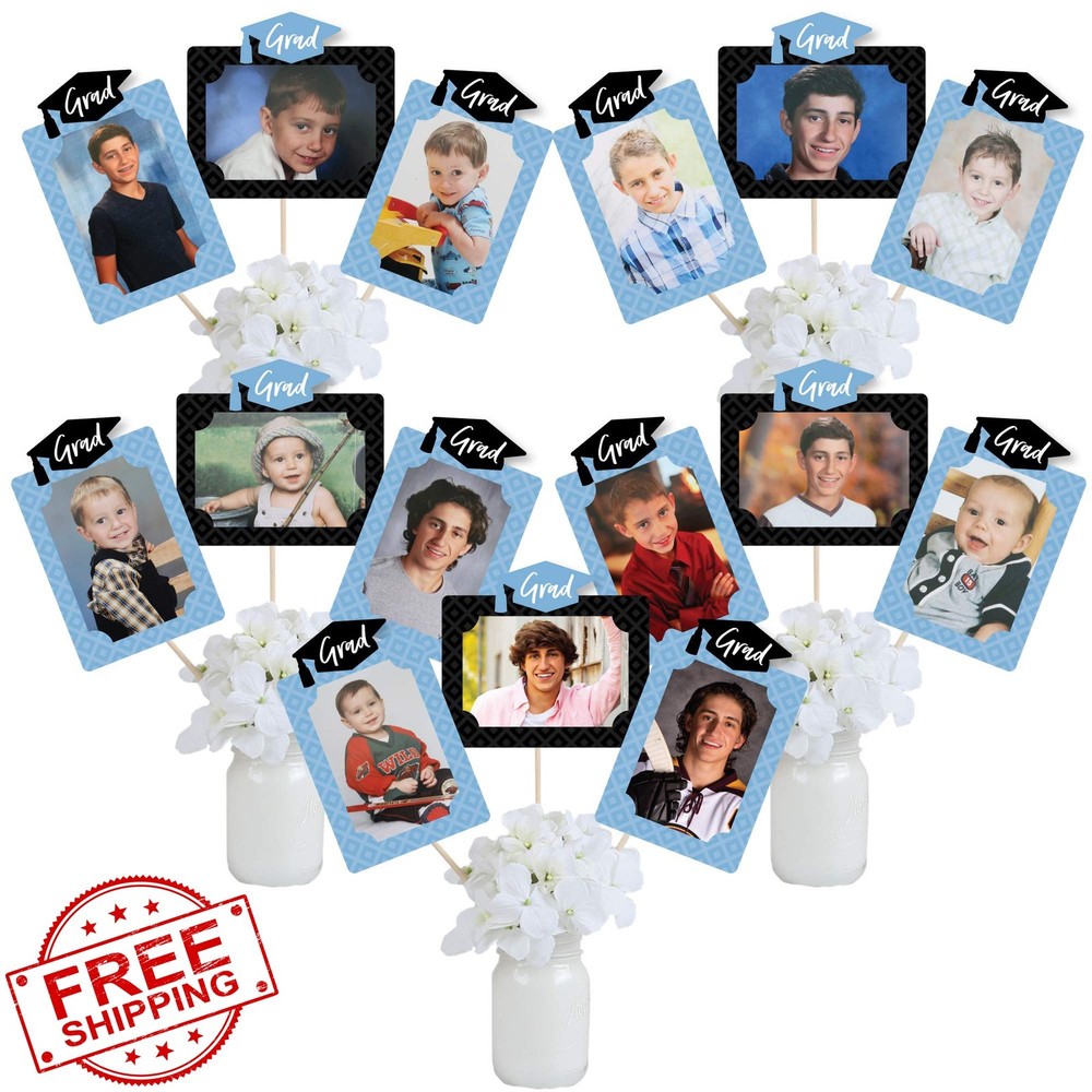 Big Dot of Happiness Light Blue Photo Table Toppers