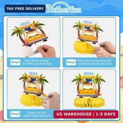 Beach Party Decorations Kit – Beach Themed Honeycomb Centerpieces and Table Deco