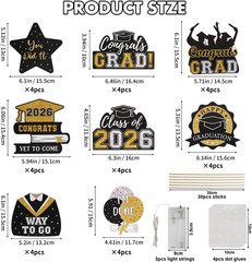 Graduation Decorations 2026 32Pcs Black Gold Graduation Table Decorations Center