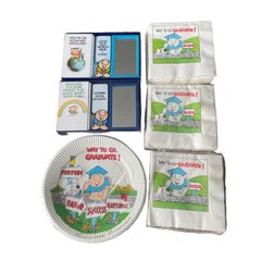 Vntg NIP 1970s American Greetings Ziggy Graduate Graduation Plates & Napkins +