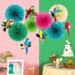 Tropical Parrot Party Decorations, Green Teal Jungle Theme Decorations for Su…