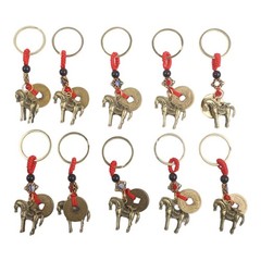 Feng Shui Charm Brass Horse Keychain Feng Shui Figure Metal Alloy Finish