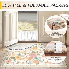 Floral 2×8 Area Rug Machine Washable Soft Print Boho Carpet Non Slip Doormat …