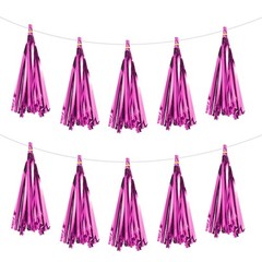 30Pcs Bright Rose Red Tassel Garland Banner with Rope
