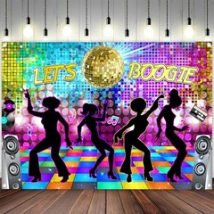Disco Backdrop 7 x 5 ft Retro Glow Party 70s 80s 90s Theme Stage 7x5ft Multi