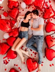 Anniversary Balloons Decorations,Happy Anniversary Banner,Red Heart Shaped Ba…