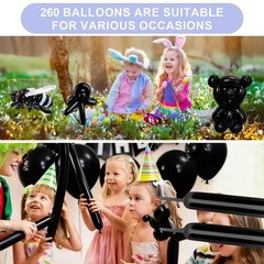 260 Balloons 100 PCS Black – Premium Long Skinny Latex Balloons for Animal