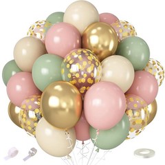 Balloons Retro Sage Green Pink Metallic Gold Confetti Balloons Olive Green Gold