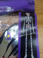 5 FT Silver Paper Cutout Jointed Skeleton Halloween Haunted House One Side