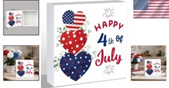 Festive 4th of July Decoration – Rustic Wooden Sign with Heart Design, 5.9 Inch