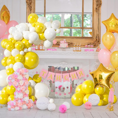 110Pcs Yellow and White Balloons Garland Arch Kit, 18/12/10/5 Inch White Yellow