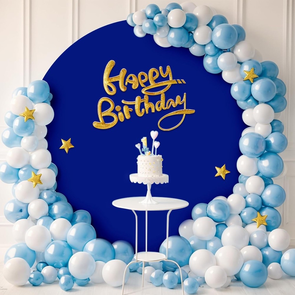 Babenest 7.2FT Royal Blue Round Backdrop Cover, Two-Sided Spandex Circle Balloon
