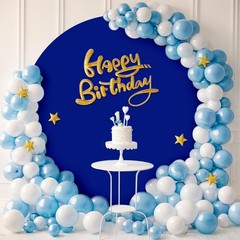 Babenest 7.2FT Royal Blue Round Backdrop Cover, Two-Sided Spandex Circle Balloon