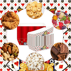 Casino Theme Party Decorations – 50 Pcs Casino Poker Paper Food Trays Disposable