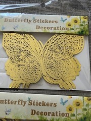 24 pcs 3D Butterfly Decorative Cutout Stickers Gold Two Styles 4 Sizes. 4” 3” 2”